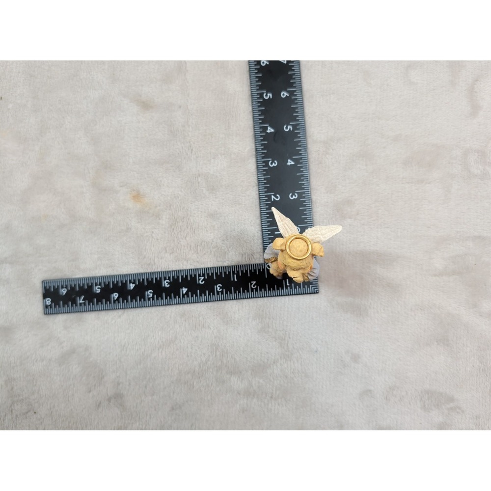 Angel Teddy Babies Bear Figurine with Triangle Blue Robe Halo Resin Miniature - Picture 8 of 8